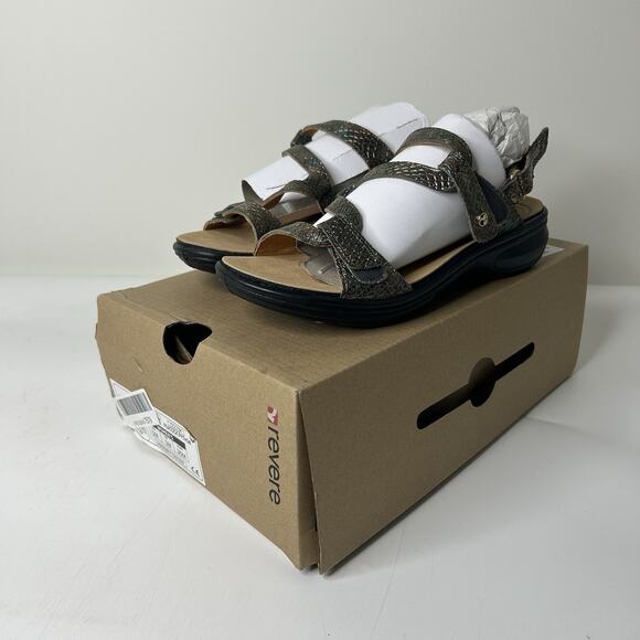 Revere Sandals Women’s 36 US 5 Miami Peacock Python Hook And Loop Comfort Shoe - Picture 1 of 9